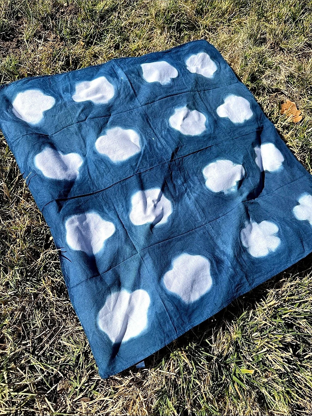 Indigo-dyed Clouds cotton bandana